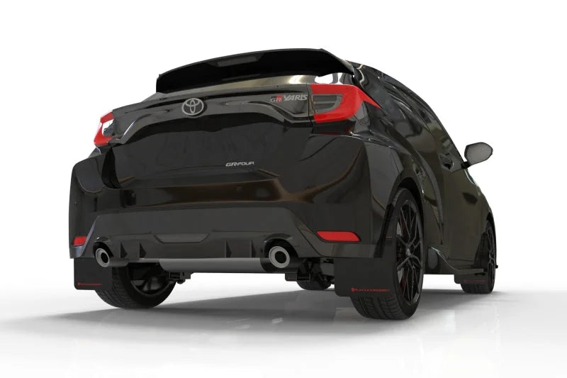 Rally Armor 20-25 Toyota GR Yaris Black Mud Flap w/Red Logo - Back View