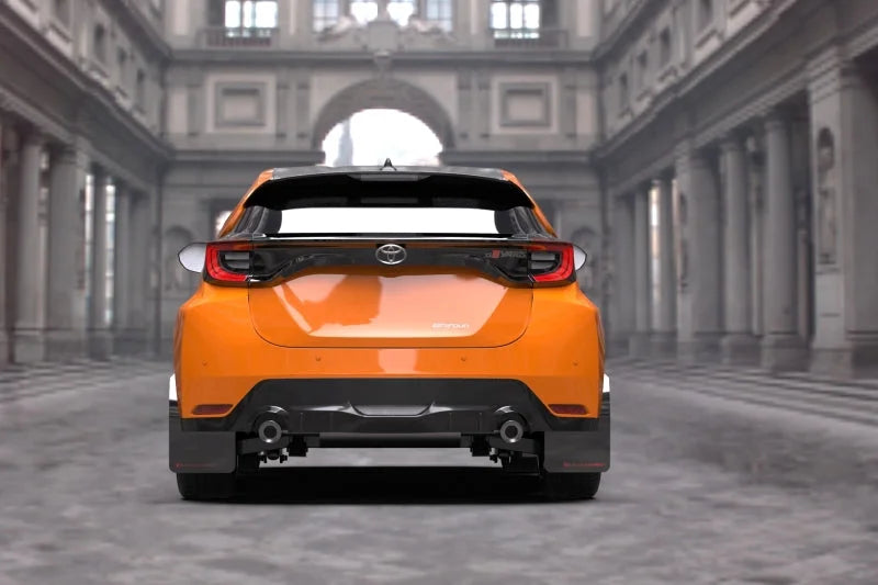 Rally Armor 20-25 Toyota GR Yaris Black Mud Flap w/Red Logo - Installation View