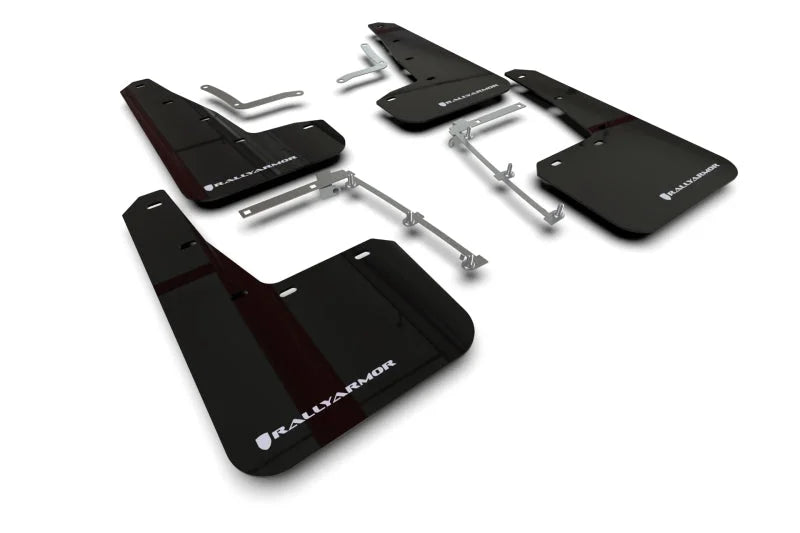 Rally Armor 20-25 Toyota GR Yaris Black Mud Flap w/White Logo - Main Product View