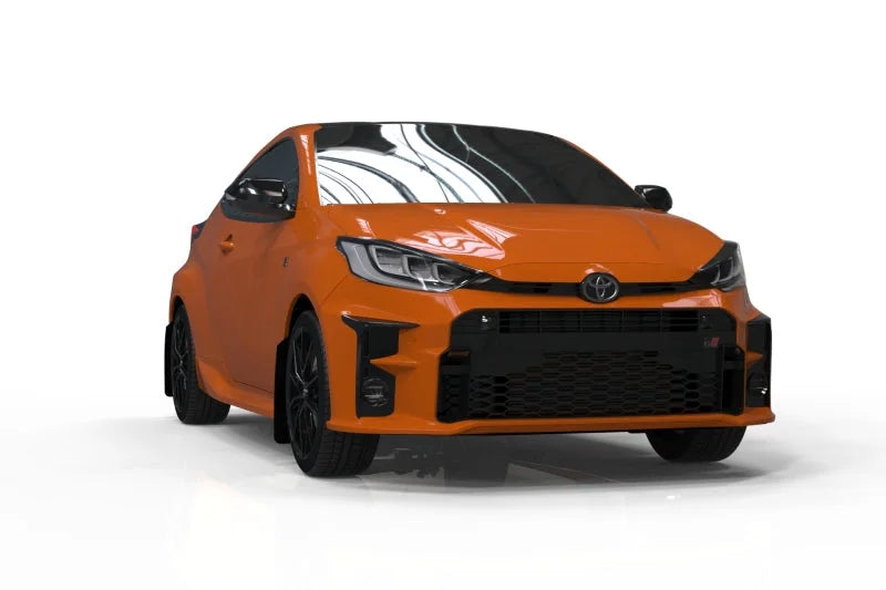 Rally Armor 20-25 Toyota GR Yaris Black Mud Flap w/White Logo - Side View
