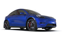 Load image into Gallery viewer, Rally Armor 20-26 Tesla Model Y, Juniper Y Black UR Mud Flap w/White Logo - Side View
