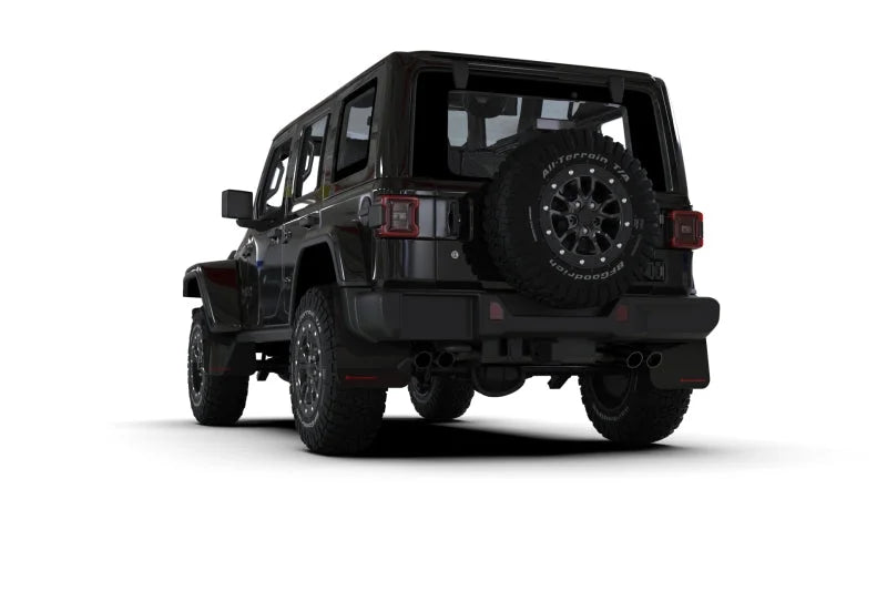 Rally Armor 2018+ Jeep Wrangler Rubicon JL Black UR Mud Flap w/ Red Logo - Back View