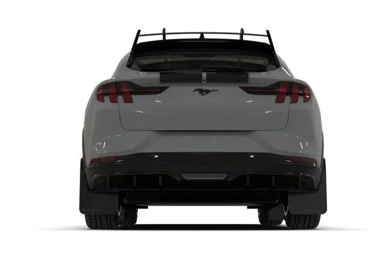 Rally Armor 2021-25 Ford Mach-E Rally Edition Black UR Mud Flap Metallic Black Logo - Installation View