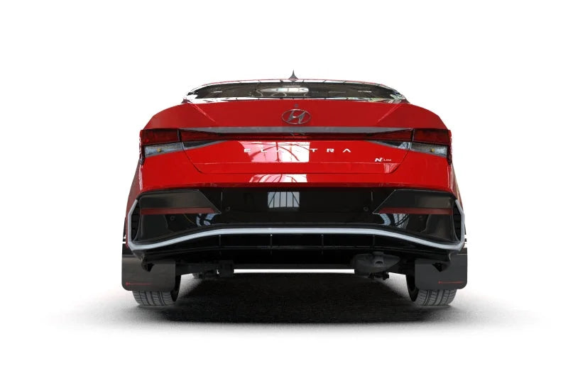 Rally Armor 2024-25 Hyundai Elantra N/N Line Black Mud Flap w/Red Logo - Side View