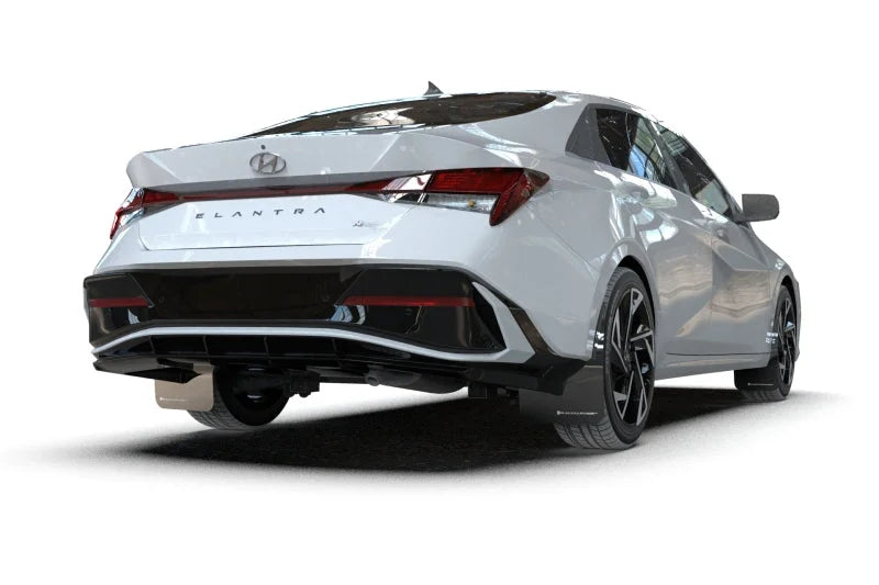Rally Armor 2024-25 Hyundai Elantra N/N Line Black Mud Flap w/Red Logo - Detail View