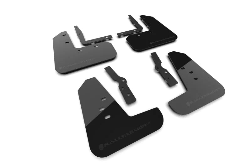 Rally Armor 2024+ Ford Mustang Black UR Mud Flap w/ Metallic Black Logo - Main Product View