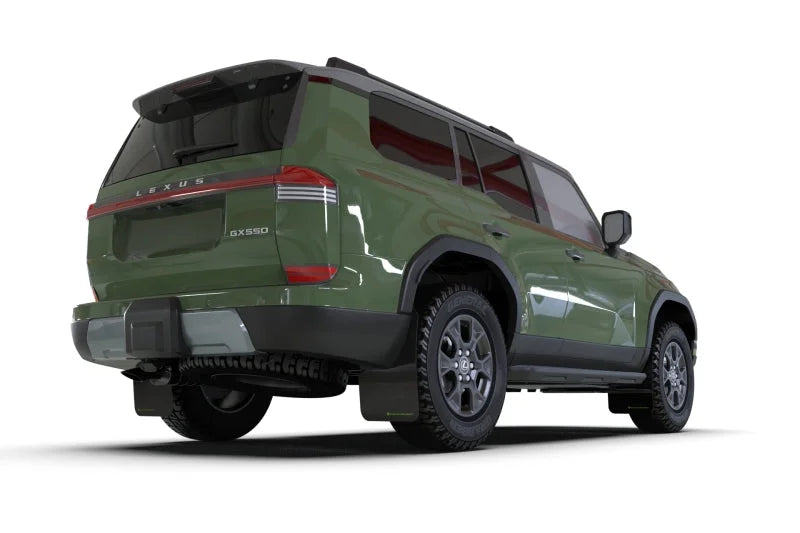Rally Armor 2024+ Lexus GX-550 Overtrail Black UR Mud Flap Metallic Black Logo - Back View