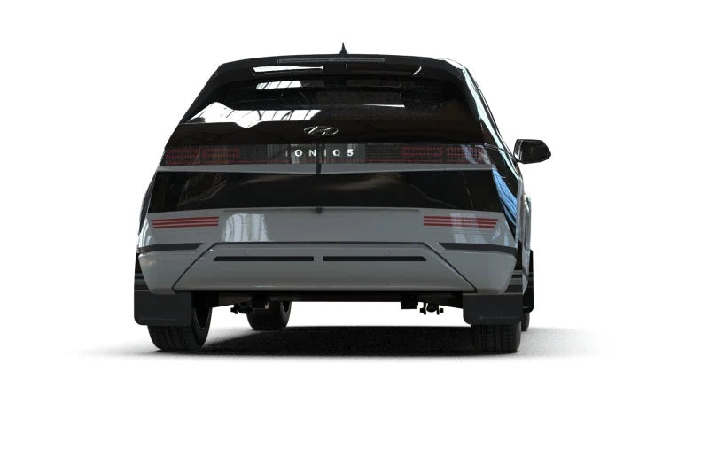 Rally Armor 2025 Hyundai Ioniq 5 PE Black UR Mud Flap - Metallic Black Logo - Side View