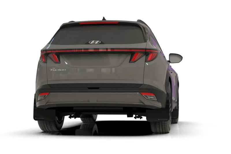 Rally Armor 2025+ Hyundai Tucson (Excl. ICE & XRT) Black UR Mud Flap w/ Dark Grey Logo - Side View