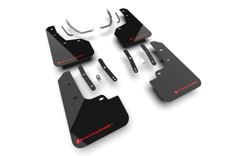 Rally Armor 2025+ Hyundai Tucson (Excl. ICE & XRT) Black UR Mud Flap w/ Red Logo - Main Product View