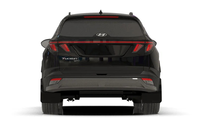 Rally Armor 2025 Hyundai Tucson ICE XRT Black UR Mud Flap - Red Logo - Back View