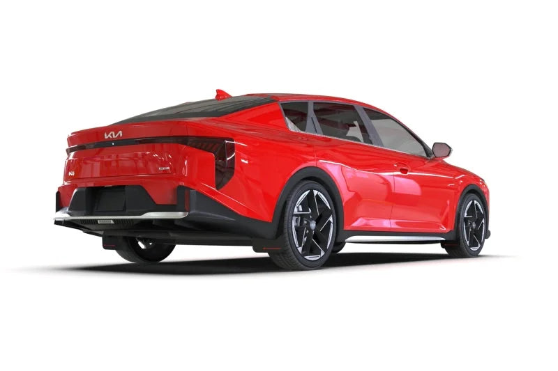 Rally Armor 2025+ Kia K4 Black Mud Flap Red Logo - Installation View