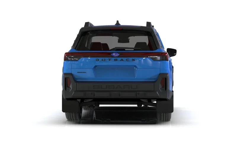 Rally Armor 2026 Subaru Outback (Incl. Wilderness) Black Mud Flap - Metallic Black Logo - Back View