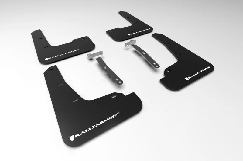 Rally Armor 21-23 Hyundai Elantra Black UR Mud Flap w/White Logo - Main Product View