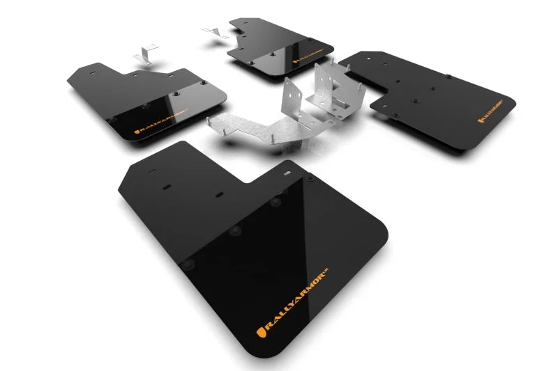 Rally Armor 21-25 Ford Bronco (Plstc Bmpr - NO Rptr/Sprt - NO RR/RB) Blk Mud Flap w/Cy Orange Logo - Main Product View