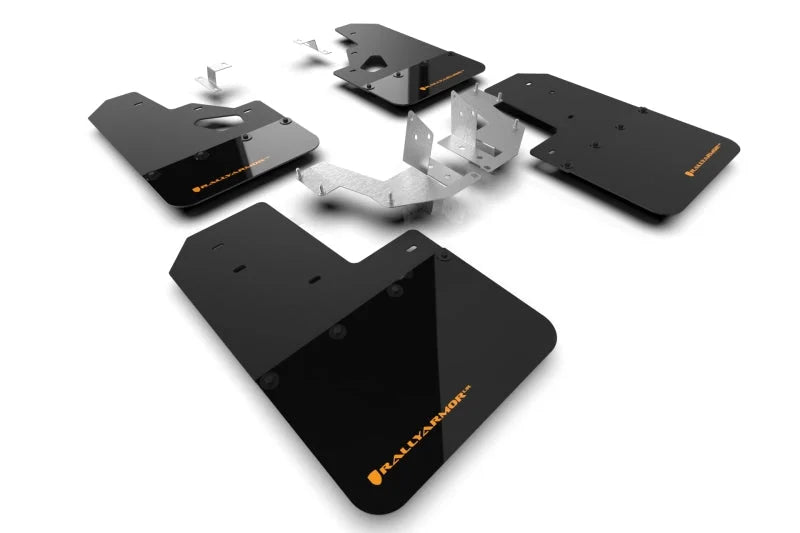 Rally Armor 21-25 Ford Bronco (Plstc Bmpr + RR - NO Rptr/Sprt) Blk Mud Flap w/Cy Orange Logo - Main Product View