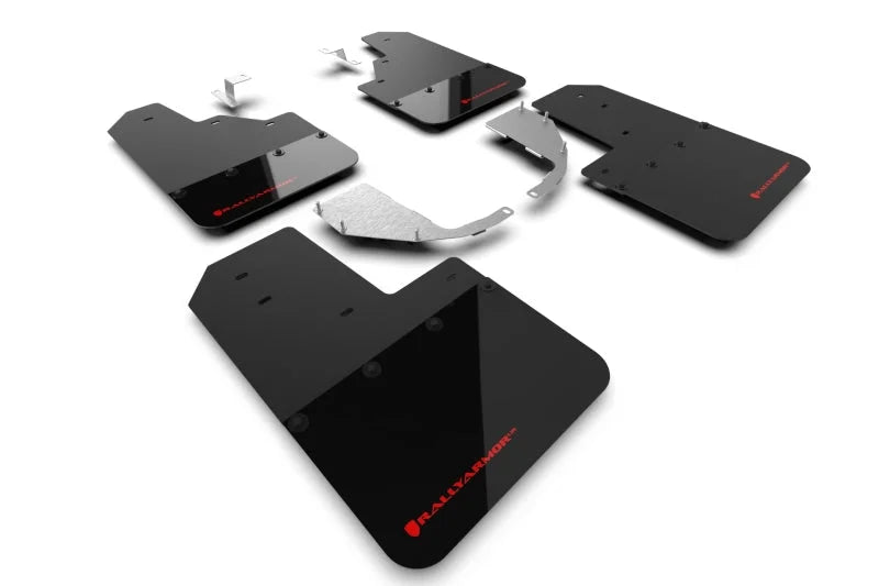 Rally Armor 21-25 Ford Bronco (Steel Bmpr - NO Rptr/Sprt - NO RR/RB) Blk Mud Flap w/Red Logo - Main Product View
