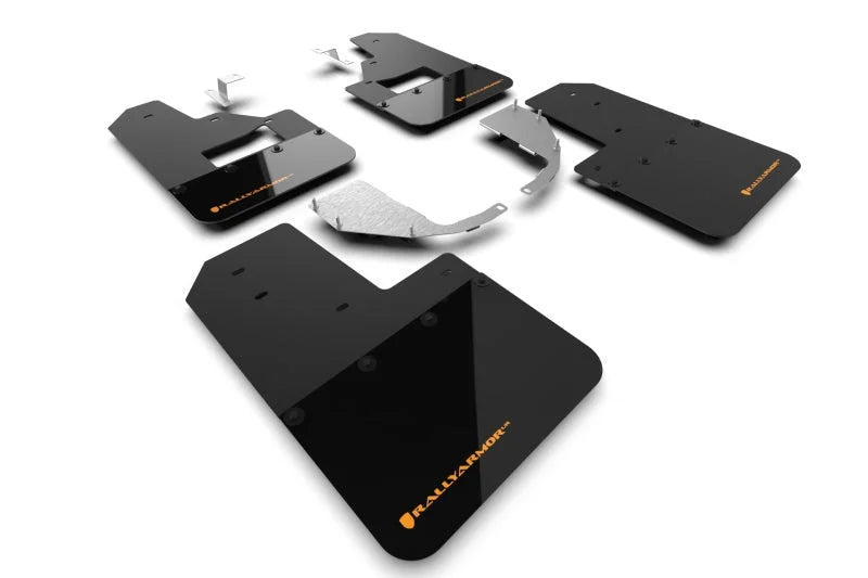 Rally Armor 21-25 Ford Bronco (Steel Bmpr + RB - NO Rptr/Sprt) Blk Mud Flap w/Cy Orange Logo - Main Product View