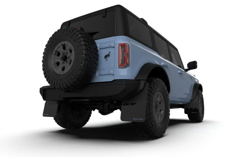 Rally Armor 21-25 Ford Bronco (Steel Bmpr + RB - NO Rptr/Sprt) Blk Mud Flap w/Red Logo - Side View