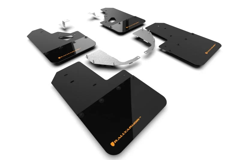 Rally Armor 21-25 Ford Bronco (Steel Bmpr + RR- NO Rptr/Sprt) Blk Mud Flap w/Cy Orange Logo - Main Product View