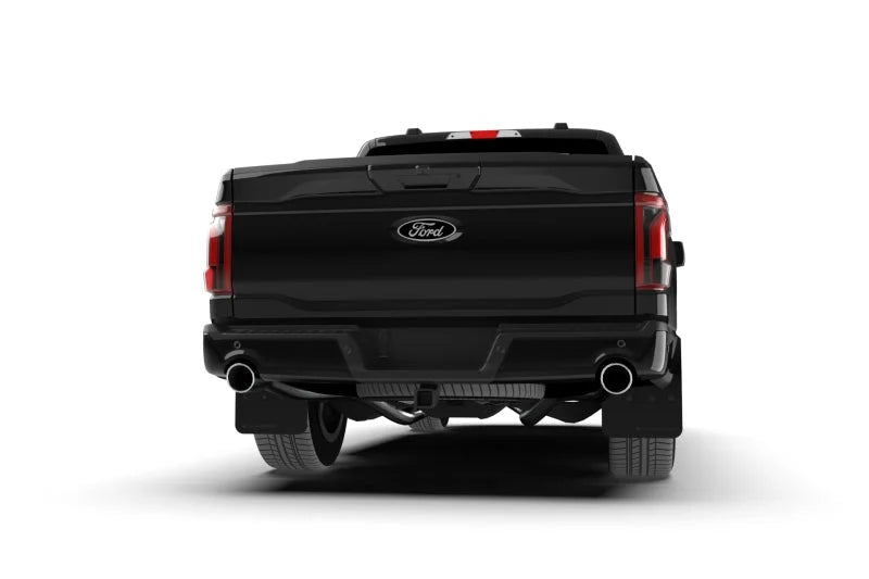 Rally Armor 21-25 Ford F-150 (Excl. Raptor) Black UR Mud Flap w/Metallic Black Logo - Back View