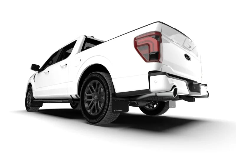 Rally Armor 21-25 Ford F-150 (Excl. Raptor) Black UR Mud Flap w/Metallic Black Logo - Installation View
