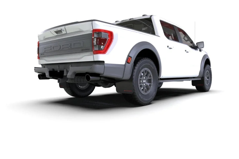 Rally Armor 21-25 Ford F-150 Raptor Gen 3 Black UR Mud Flap w/Dark Grey Logo - Back View