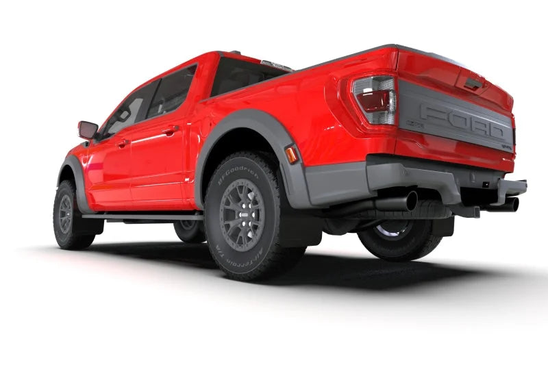 Rally Armor 21-25 Ford F-150 Raptor Gen 3 Black UR Mud Flap w/Red Logo - Installation View