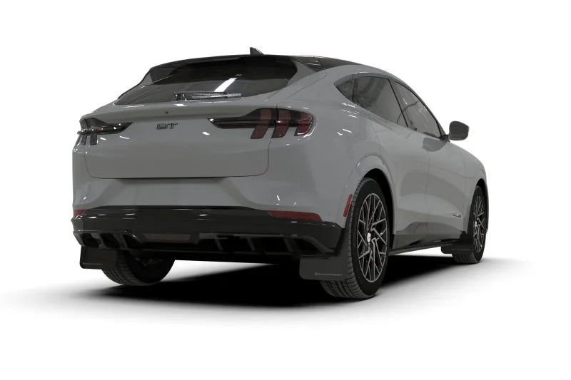 Rally Armor 21-25 Ford Mustang Mach-E/GT/Rally Black UR Mud Flap w/Metallic Black Logo - Additional View 5