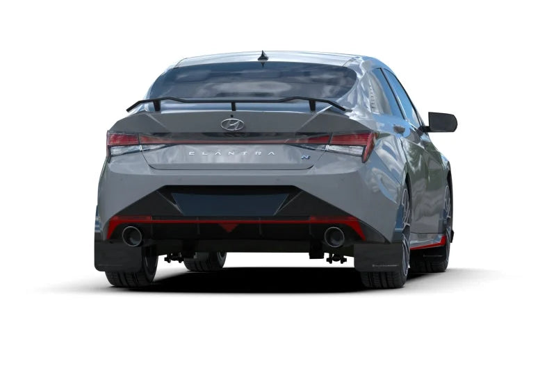 Rally Armor 22-23 Hyundai Elantra N & N Line Black Mud Flap w/Grey Logo - Side View