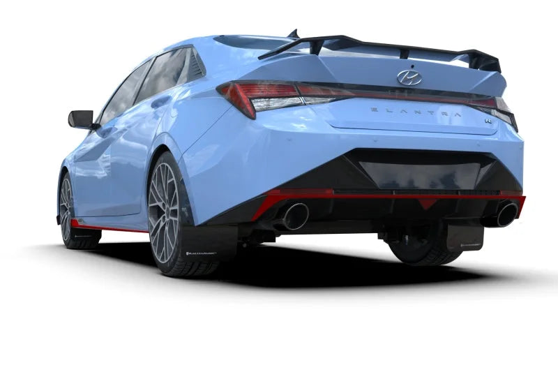 Rally Armor 22-23 Hyundai Elantra N & N Line Black Mud Flap w/Grey Logo - Back View