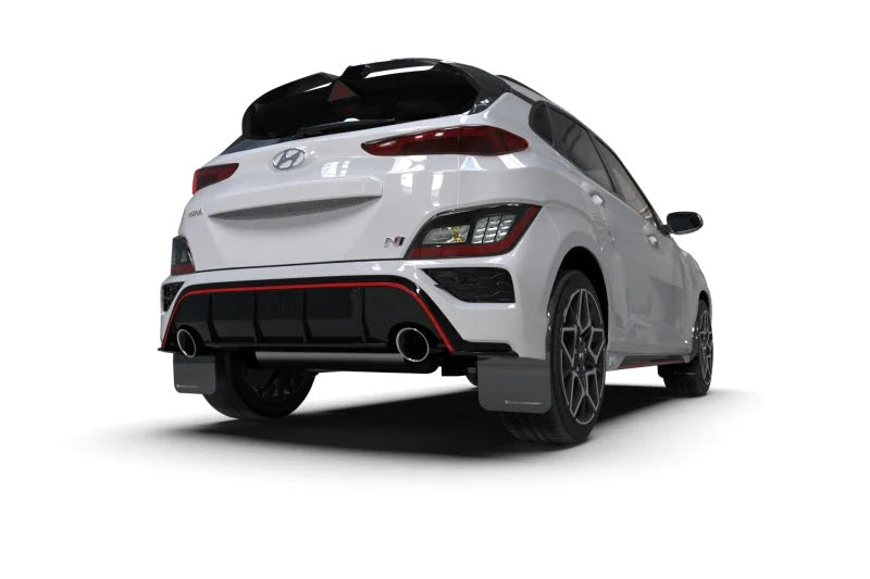 Rally Armor 22-23 Hyundai Kona N Black UR Mud Flap w/Red Logo - Back View