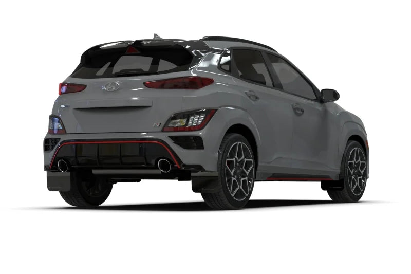 Rally Armor 22-23 Hyundai Kona N Black UR Mud Flap w/Red Logo - Installation View