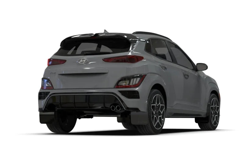 Rally Armor 22-23 Hyundai Kona N-Line Black UR Mud Flap w/Grey Logo - Side View