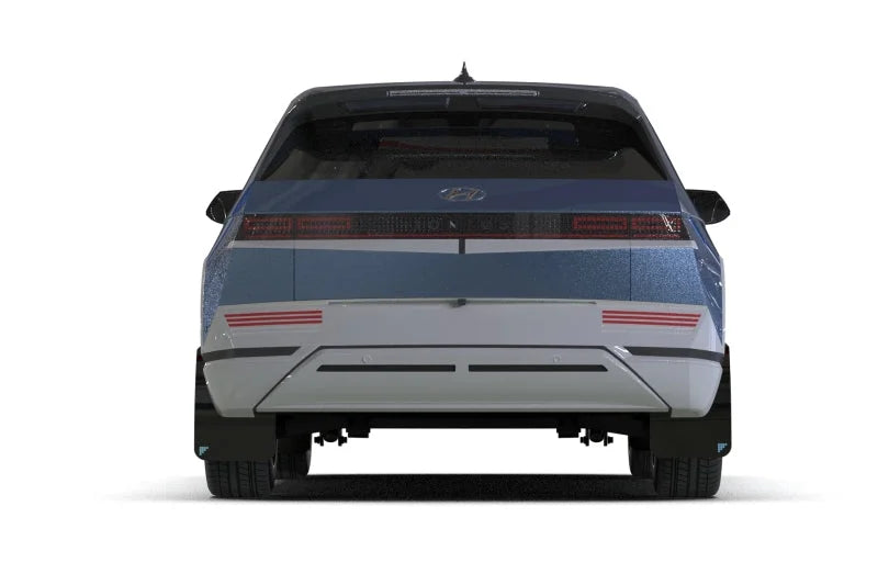 Rally Armor 22-24 Hyundai Ioniq 5 Black UR Mud Flap Silver Battery Logo - Side View