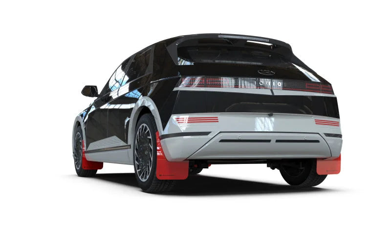 Rally Armor 22-24 Hyundai Ioniq 5 Red Mud Flap w/Black Logo - Detail View