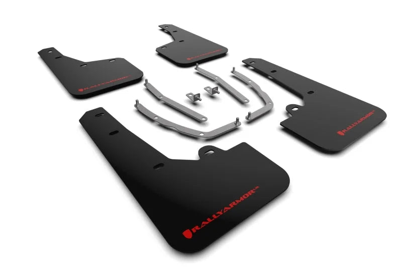 Rally Armor 22-24 Hyundai Tucson Black UR Mud Flap w/Red Logo - Main Product View