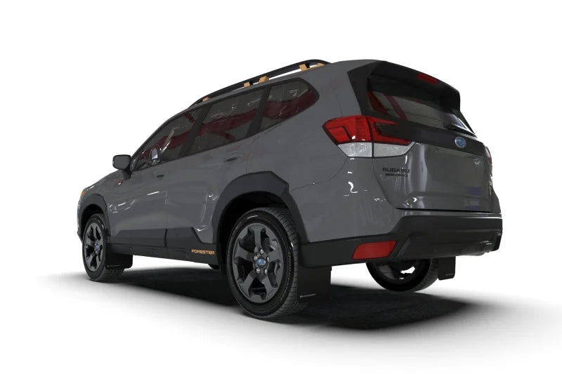 Rally Armor 22-24 Subaru Forester &amp; Wilderness Black UR Mud Flap w/Red Logo - Installation View