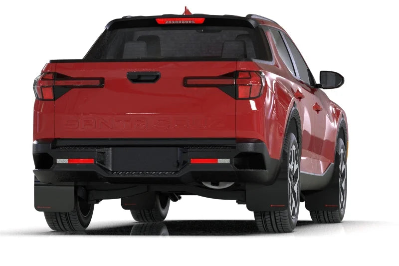Rally Armor 22-25 Hyundai Santa Cruz Black UR Mud Flap w/Red Logo - Back View
