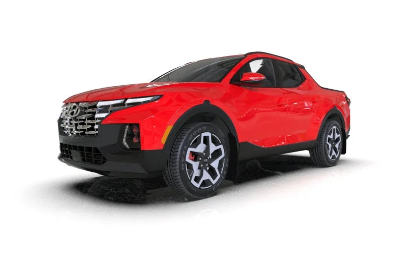 Rally Armor 22-25 Hyundai Santa Cruz Black UR Mud Flap w/Red Logo - Installation View