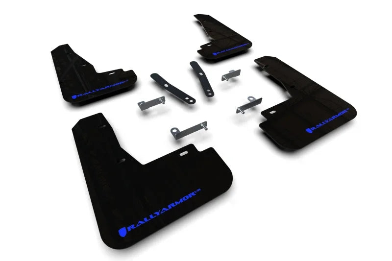Rally Armor 22-25 Kia EV6 Black UR Mud Flap Blue Logo - Main Product View