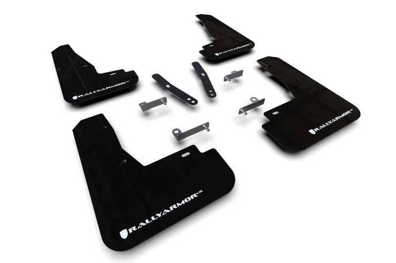 Rally Armor 22-25 Kia EV6 Black UR Mud Flap White Logo - Main Product View