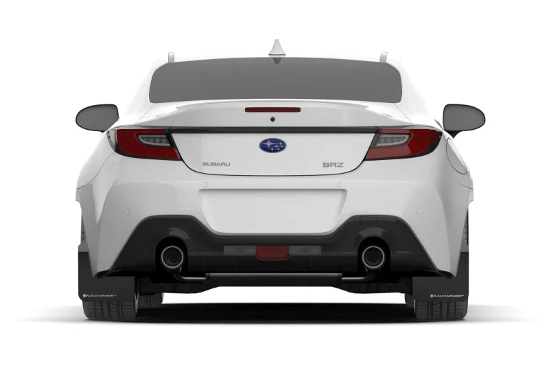 Rally Armor 22-25 Subaru BRZ / Toyota GR86 Black UR Mud Flap w/White Logo - Detail View