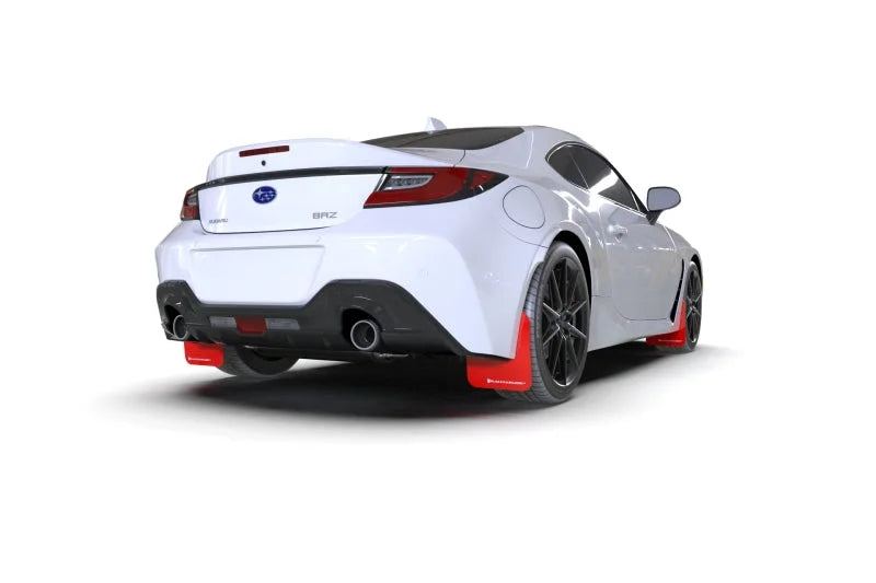 Rally Armor 22-25 Subaru BRZ / Toyota GR86 Red UR Mud Flap w/Black Logo - Side View