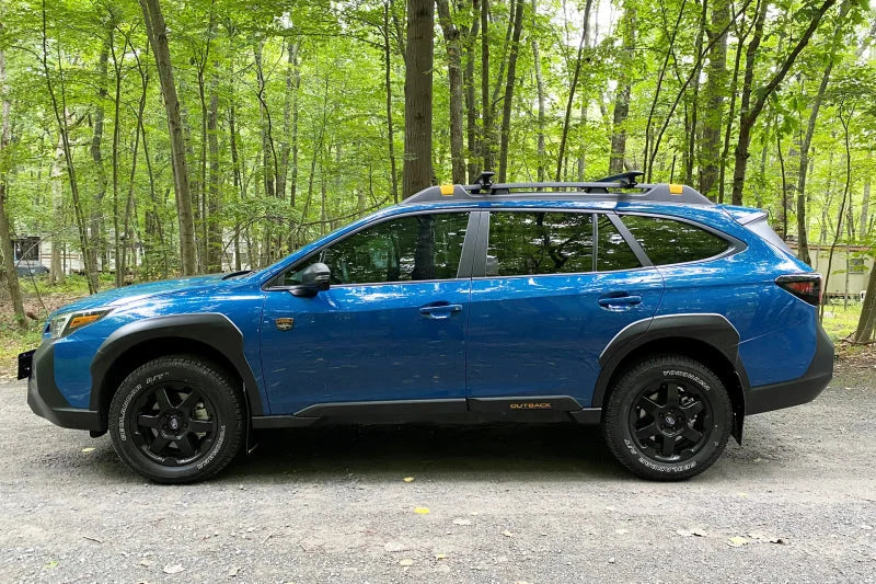 Rally Armor 22-25 Subaru Outback Wilderness Black Mud Flap Blue Logo - Side View