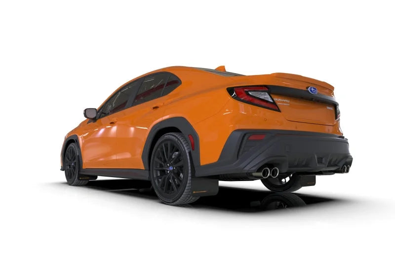 Rally Armor 22-25 Subaru WRX Black UR Mud Flap w/Orange Logo - Back View