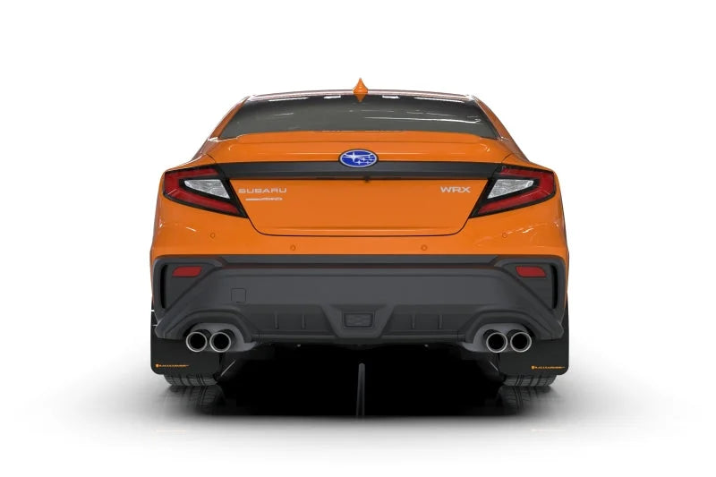Rally Armor 22-25 Subaru WRX Black UR Mud Flap w/Orange Logo - Installation View