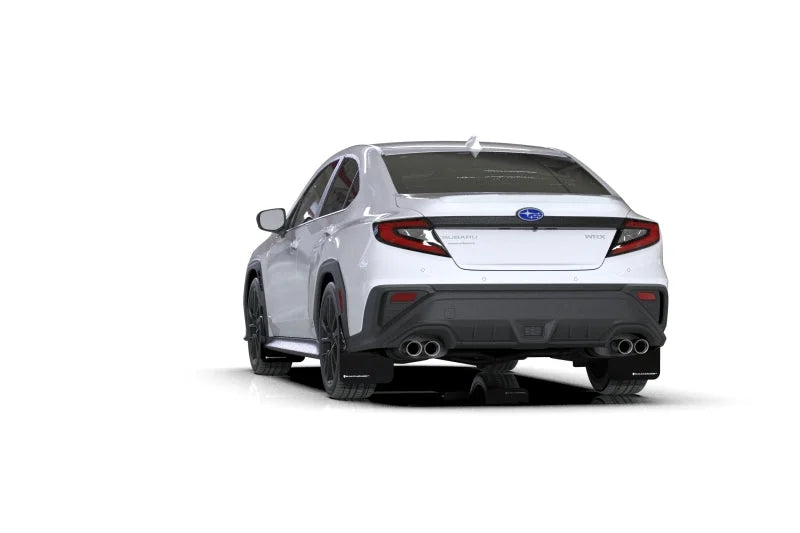 Rally Armor 22-25 Subaru WRX Black UR Mud Flap w/White Logo - Installation View