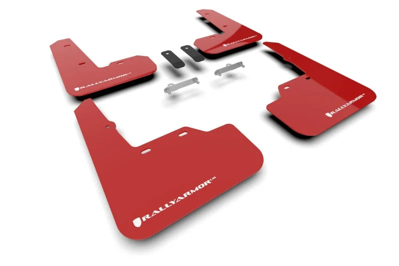 Rally Armor 22-25 Subaru WRX Red UR Mud Flap w/White Logo - Main Product View