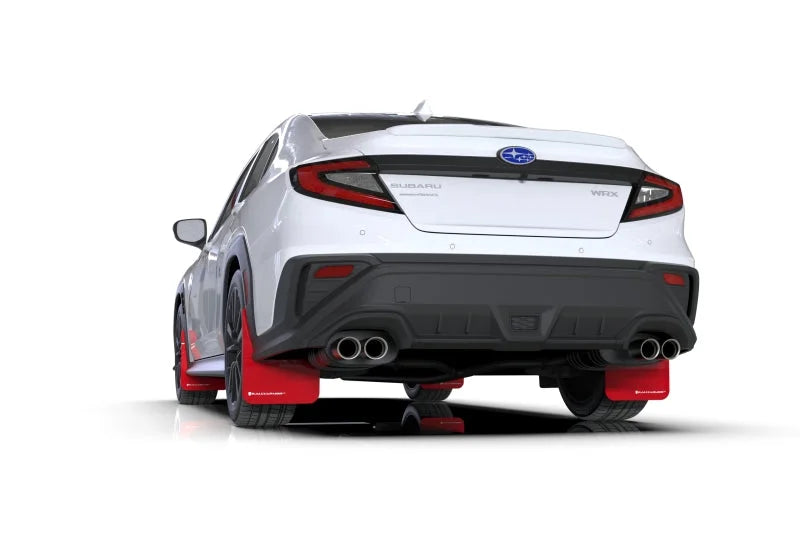 Rally Armor 22-25 Subaru WRX Red UR Mud Flap w/White Logo - Side View